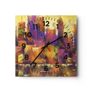 Reloj de pared - Reloj de vidrio - Composición metropolitana - 30x30 cm