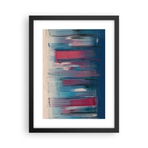 Póster en marco negro - Composición vertical en azul y rojo - 30x40 cm