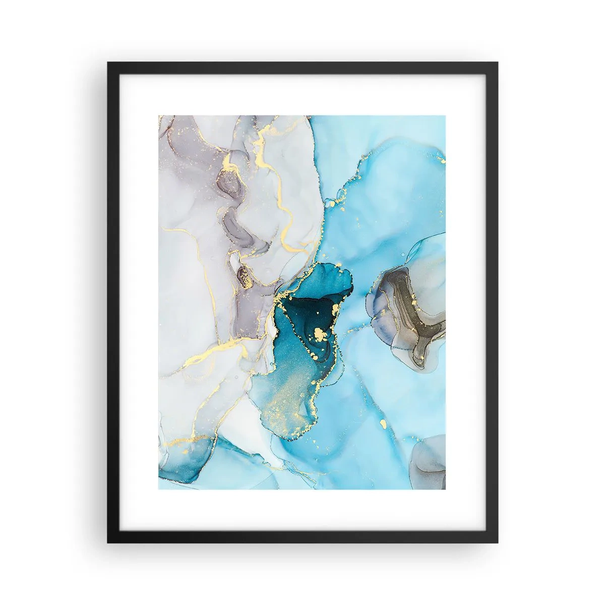 Póster en marco negro - Un estudio del encuentro entre el gris y el turquesa - 40x50 cm