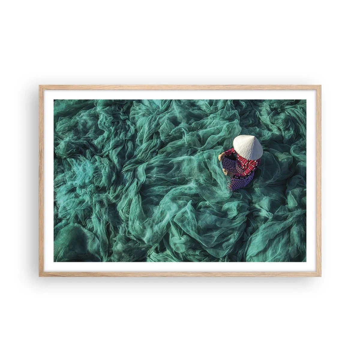 Póster en marco roble claro - En un mar de redes - 91x61 cm