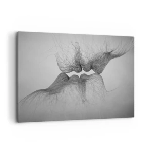 Cuadro sobre lienzo - Impresión de Imagen - Un beso abstracto presentado en forma etérea. - 120x80cm - Beso del viento - Decoración de pared moderna para salón y dormitorio ARTTOR