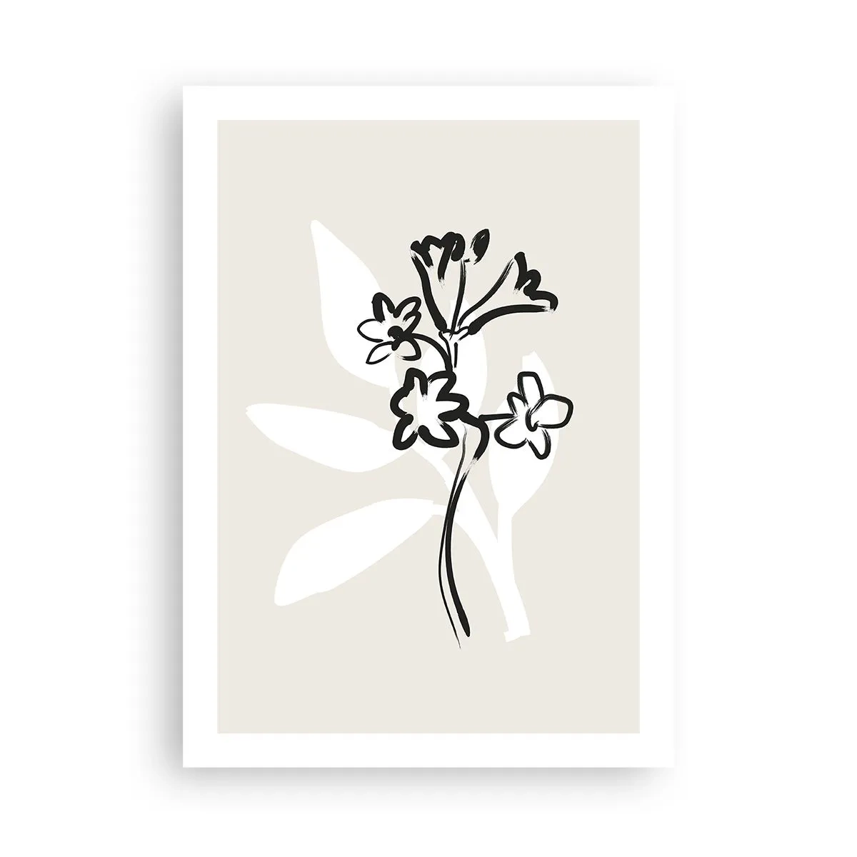 Póster - Dibujo de flor minimalista - 50x70cm - Esbozo de un herbario - Decoración de pared moderna para salón y dormitorio ARTTOR