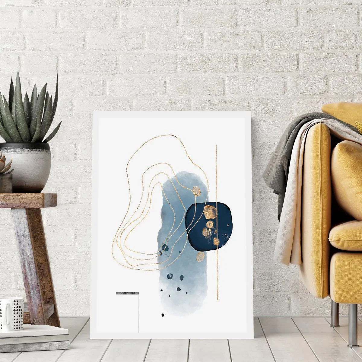 Póster - Fantasía azul y oro - 40x50 cm