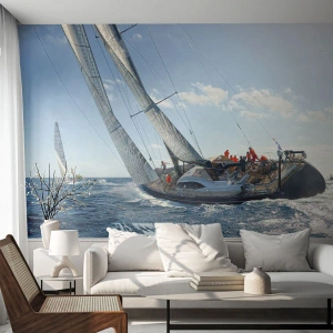 Fotomural Premium Canvas - Que gane el mejor - Yate de vela, Regata, Navegación - 350x256 cm