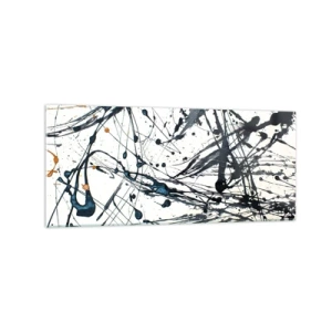 Cuadro sobre vidrio - Impresiones sobre Vidrio - Una pintura abstracta con salpicaduras de pintura en patrones dinámicos. - 120x50cm - Abstracción expresionista - Decoración de pared moderna para salón y dormitorio ARTTOR