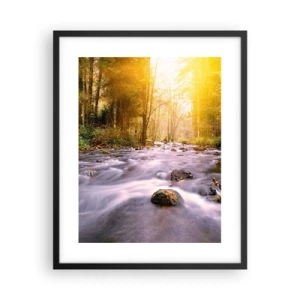 Póster en marco negro - Malaquita en un marco de plata y oro - 40x50 cm