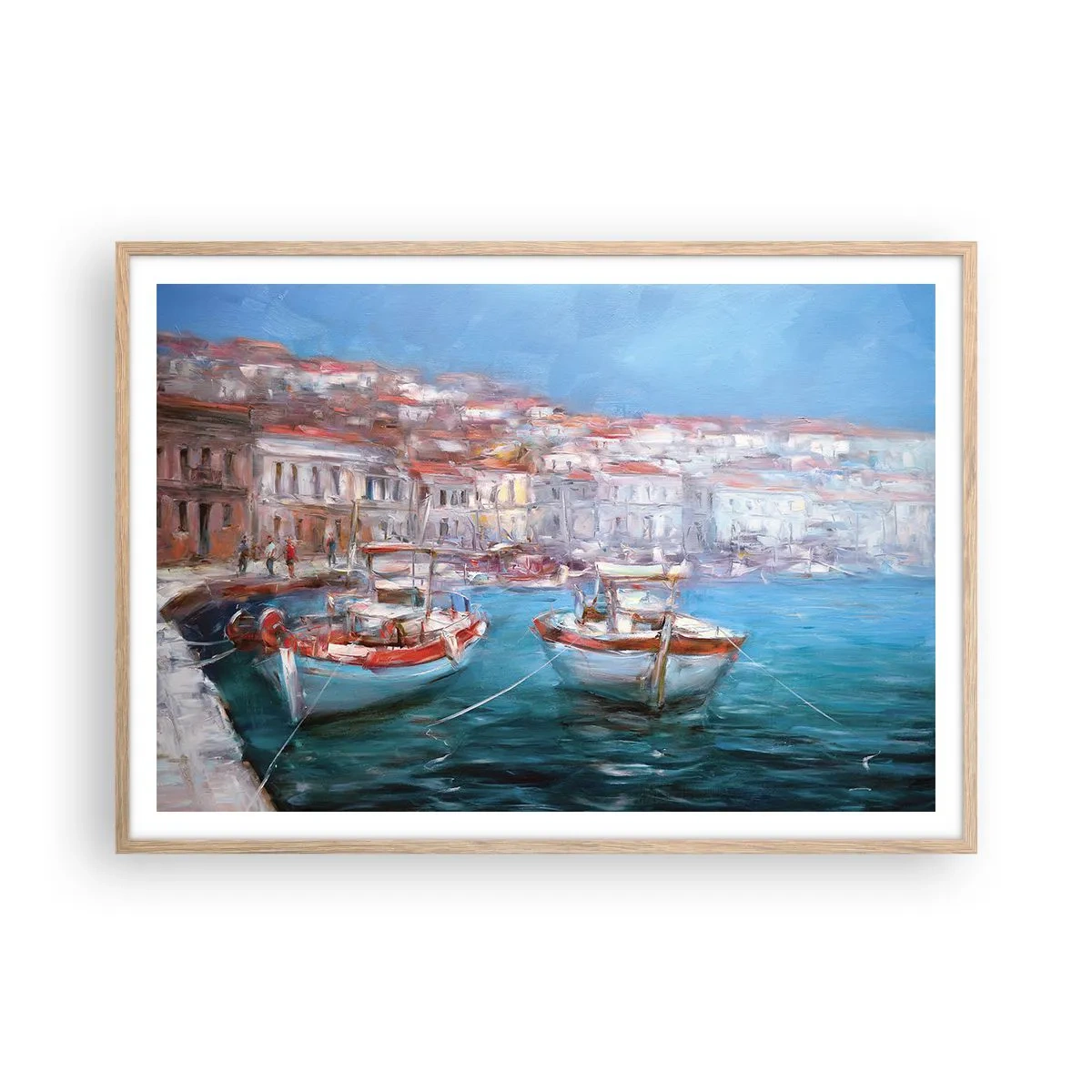 Póster en marco roble claro - Bahía italiana - 100x70 cm