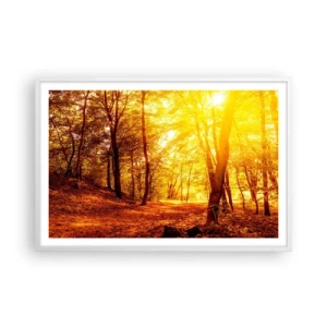 Póster en marco blanco - Hacia un claro de oro - 91x61 cm