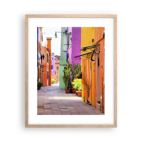 Póster en marco roble claro - El callejón arco iris - 40x50 cm