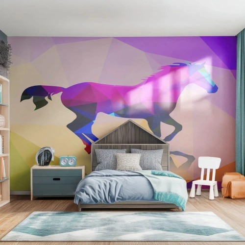 Fotomural Premium Canvas - El cubismo sigue vivo - animales, Caballo, Figura Geométrica - 500x350 cm
