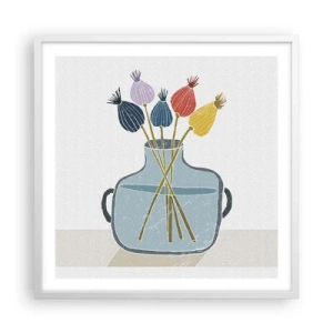 Póster en marco blanco - Como una semilla de amapola - 60x60 cm