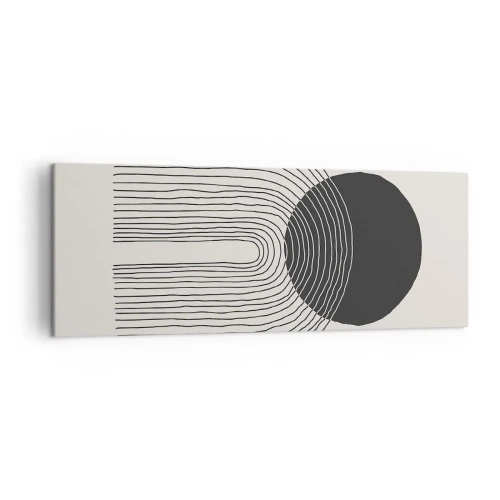 Cuadro sobre lienzo - Impresión de Imagen - Patrón abstracto con líneas y un círculo negro sobre un fondo claro - 140x50cm - Temblor y certeza - Decoración de pared moderna para salón y dormitorio ARTTOR