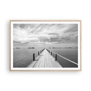 Póster en marco roble claro - Hora de viajar - 100x70 cm