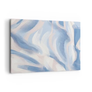 Cuadro sobre lienzo - Impresión de Imagen - Pinceladas abstractas en tonos azules y beige - 100x70cm - Ondas azules - Decoración de pared moderna para salón y dormitorio ARTTOR