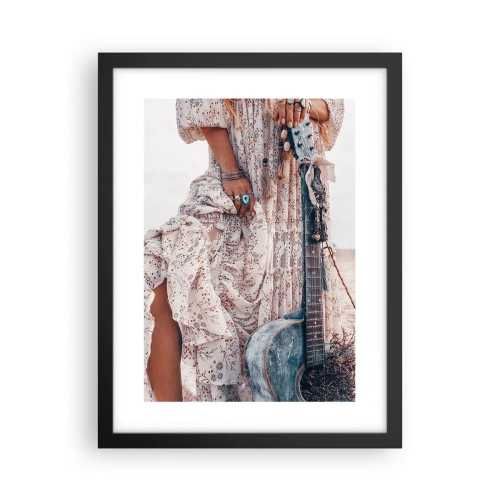 Póster en marco negro - Una flor en el camino - 30x40 cm