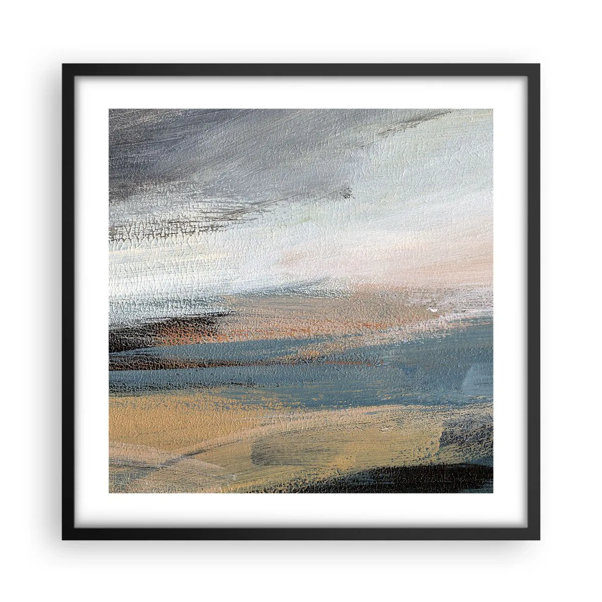 Póster en marco negro - Abstracción: paisaje nórdico - 50x50 cm