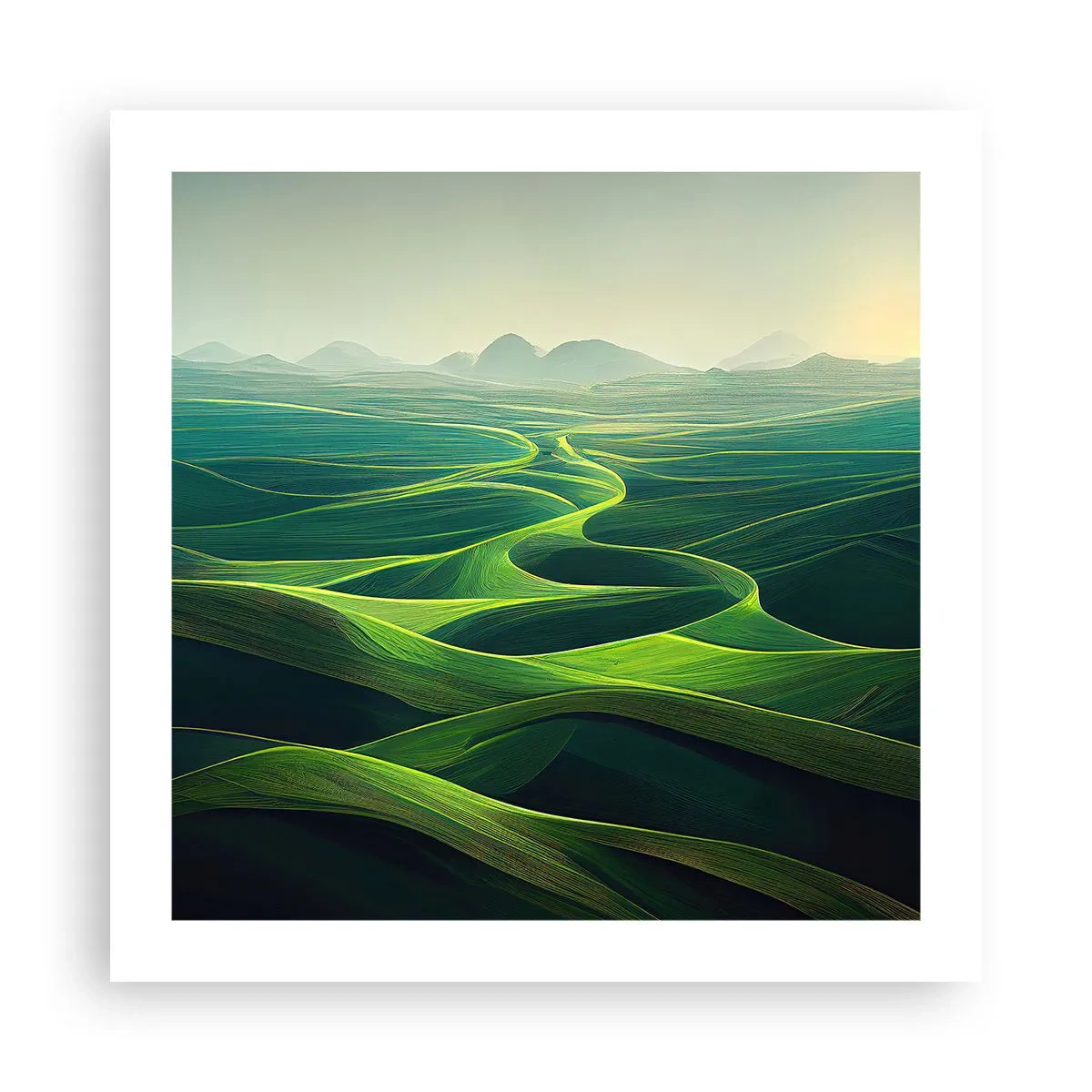 Póster - Valles en tonos verdes - 50x50 cm