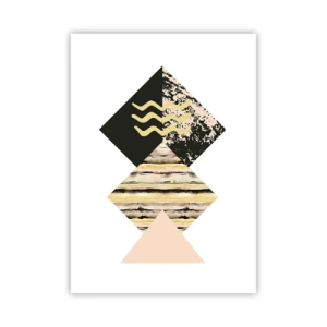 Póster - Composición geométrica abstracta en colores delicados. - 50x70cm - No es tan sencillo - Decoración de pared moderna para salón y dormitorio ARTTOR