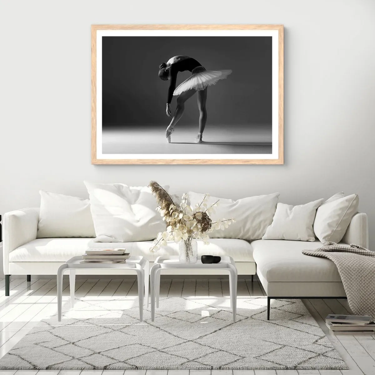 Póster en marco roble claro - Bella bailarina - 50x40 cm