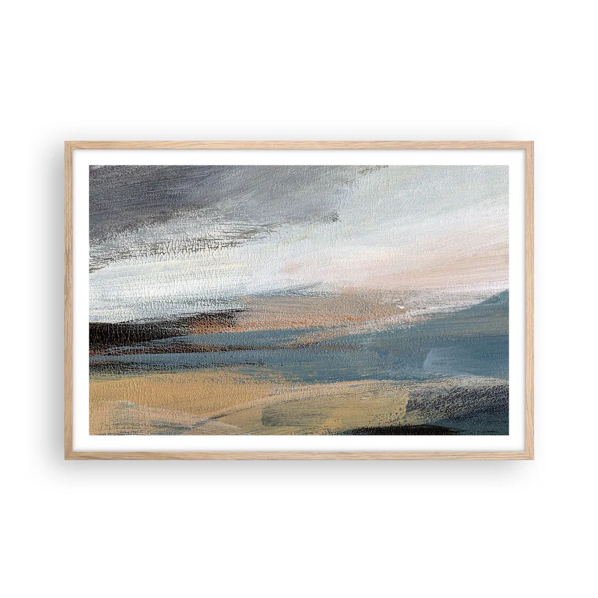 Póster en marco roble claro - Abstracción: paisaje nórdico - 91x61 cm