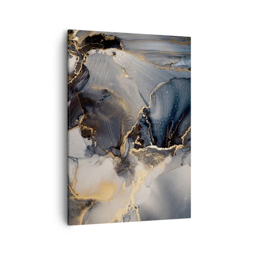 Cuadro sobre lienzo - Impresión de Imagen - Oro abstracto y gris sobre lienzo - 50x70cm - La vida de una piedra - Decoración de pared moderna para salón y dormitorio ARTTOR