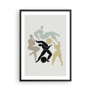 Póster en marco negro - Siluetas abstractas de figuras en movimiento dinámico. - 50x70cm - Movimiento para la salud y la belleza - Decoración de pared moderna para salón y dormitorio ARTTOR