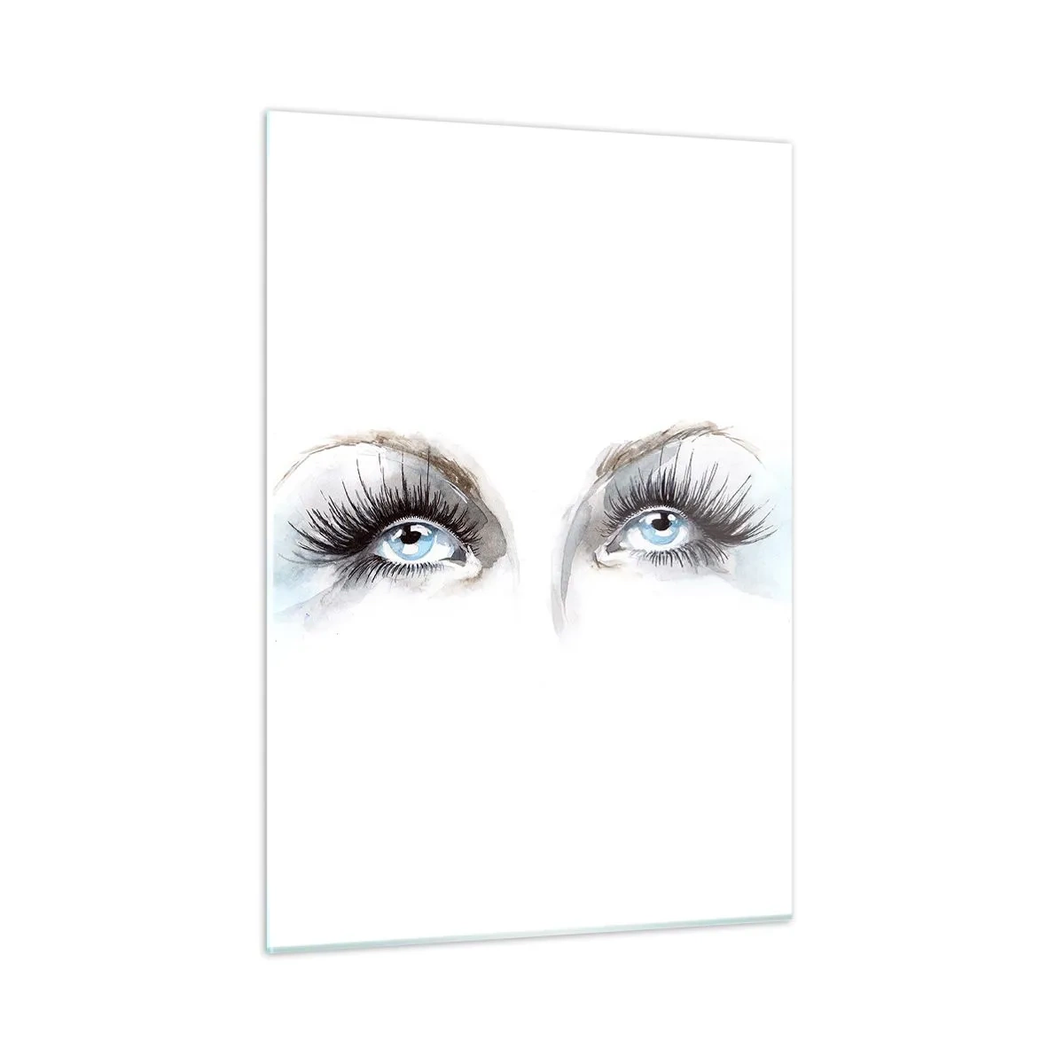 Cuadro sobre vidrio - Impresiones sobre Vidrio - La mirada sutil de los ojos azules en una composición artística. - 50x70cm - ¿Los ojos de un ángel? - Decoración de pared moderna para salón y dormitorio ARTTOR