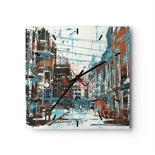Reloj de pared - Reloj de vidrio - El sendero de la ciudad - 40x40 cm