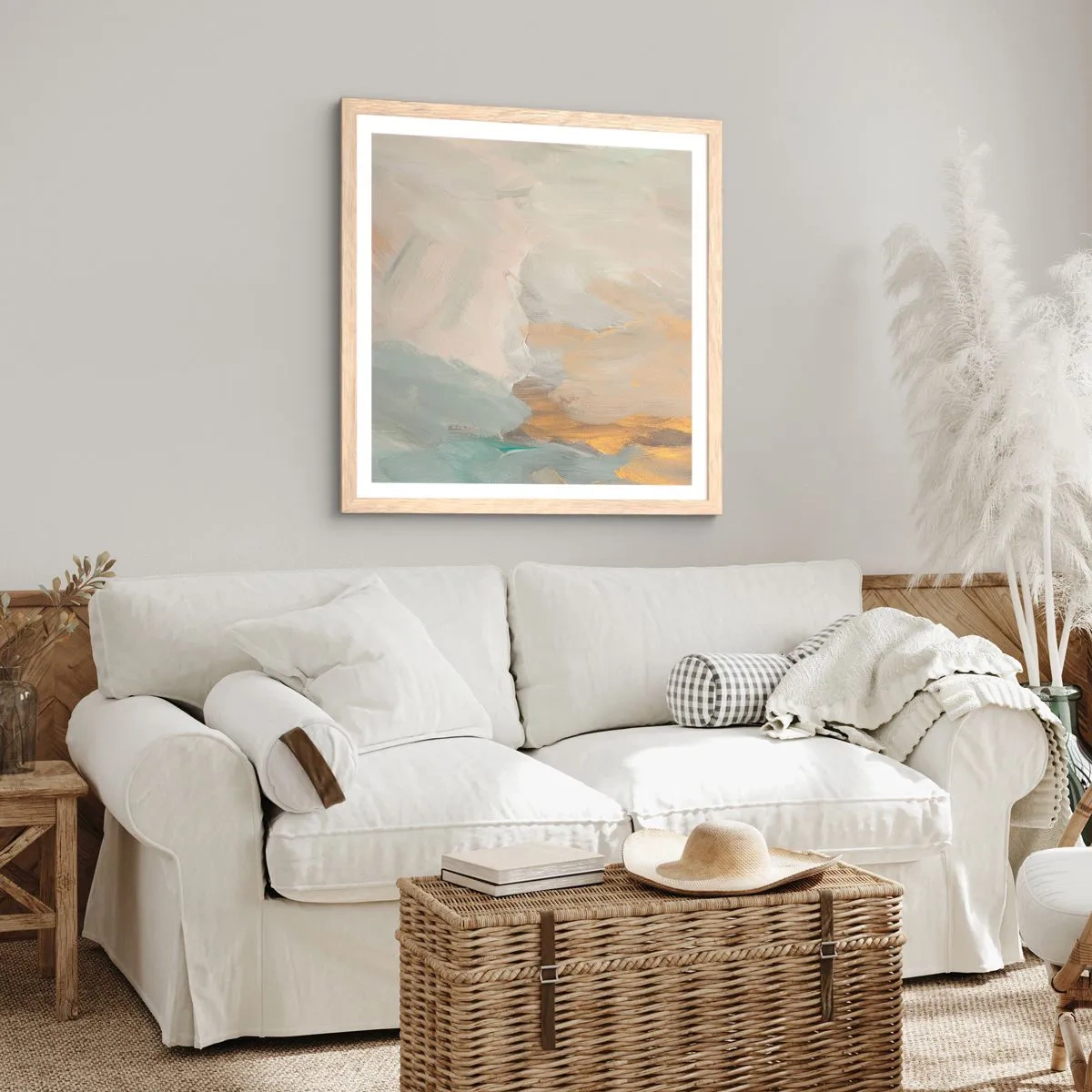 Póster en marco roble claro - Abstracción - una tierra de dulzura - 30x30 cm