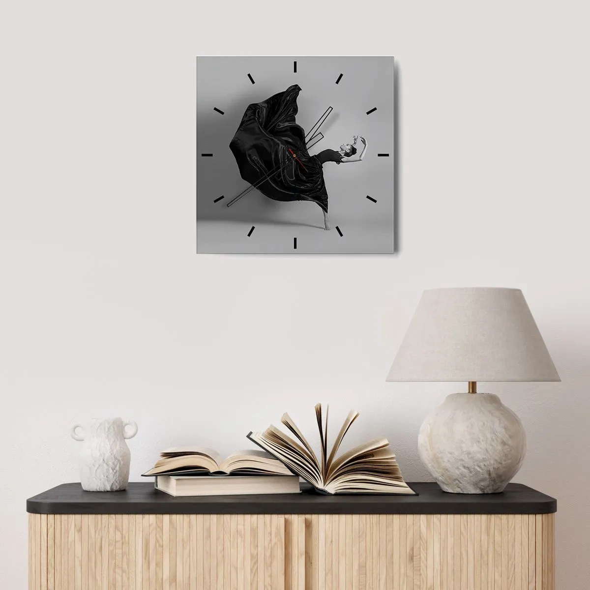 Reloj de pared - Reloj de vidrio - La música da alas - 40x40 cm