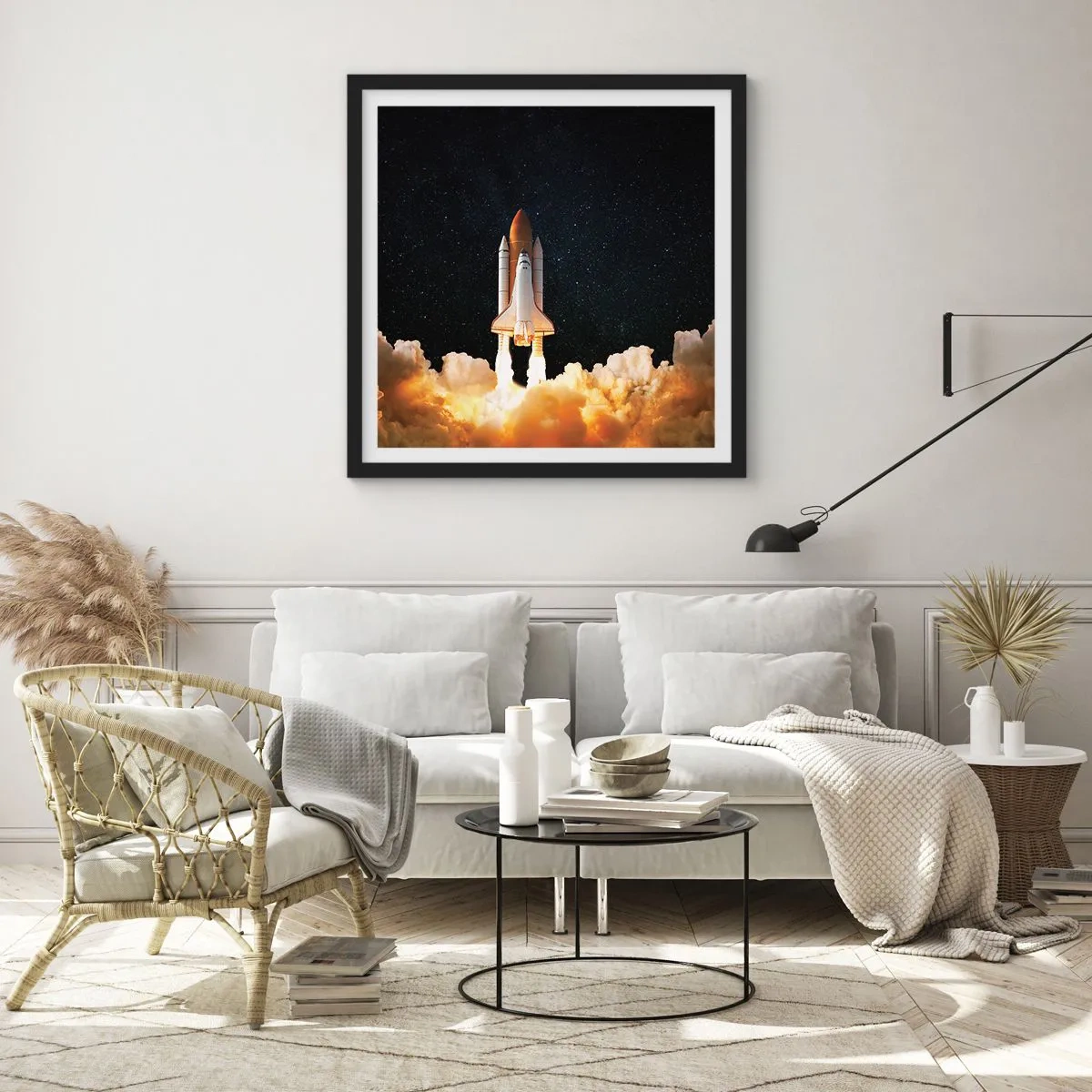 Póster en marco negro - ¡Ad astra! - 50x50 cm
