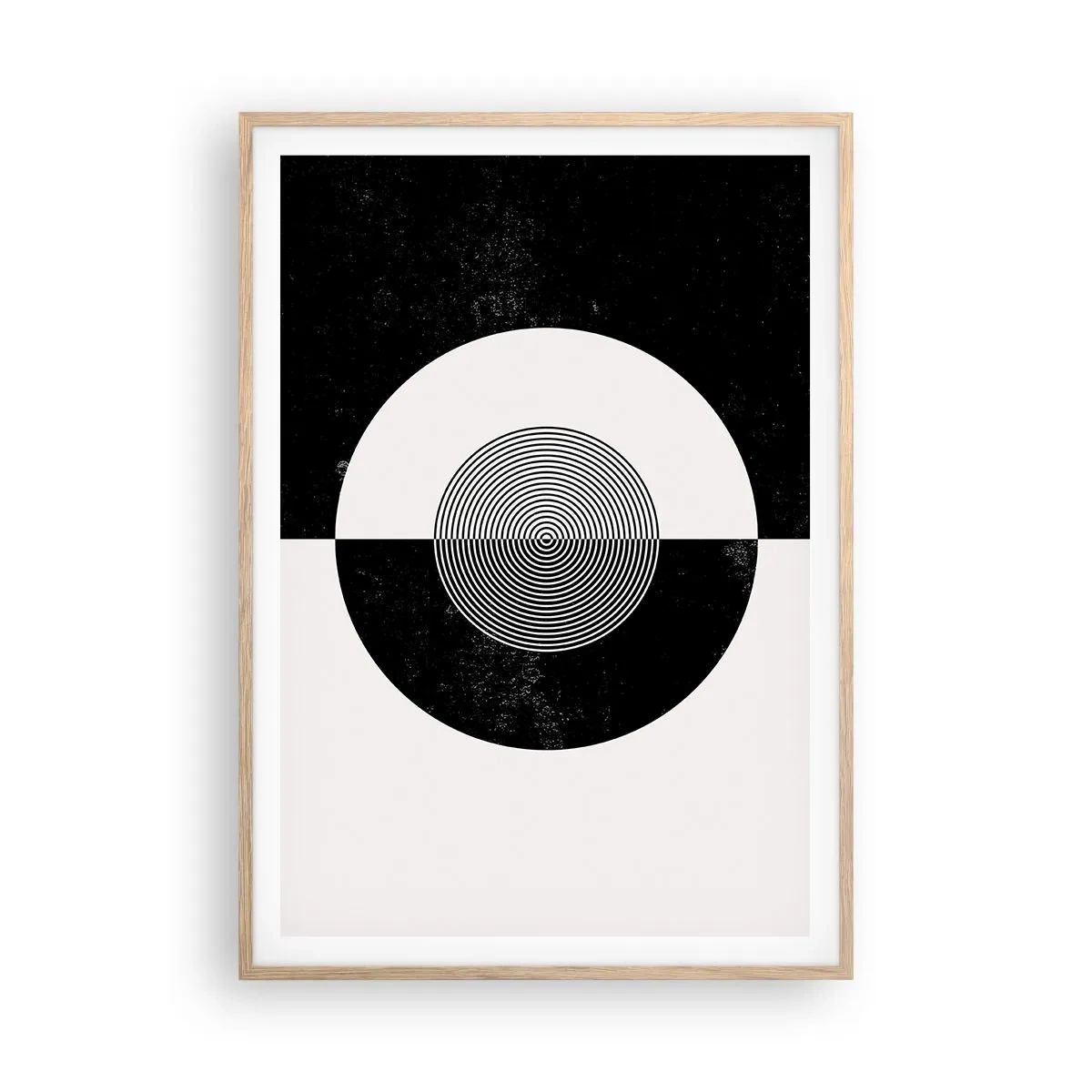 Póster en marco roble claro - Armonía en blanco y negro - 70x100 cm