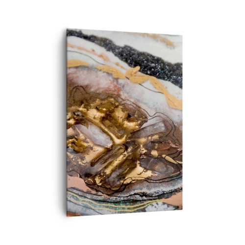 Cuadro sobre lienzo - Impresión de Imagen - Composición abstracta con elementos de oro y cristales. - 70x100cm - Elemento de la tierra - Decoración de pared moderna para salón y dormitorio ARTTOR