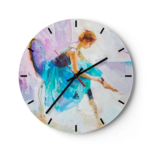 Reloj de pared - Reloj de vidrio - Representación artística de una bailarina en colores pastel. - 30x30cm - Gracia indescriptible, encanto sutil - Decoración de pared moderna para salón, cocina y dormitorio ARTTOR