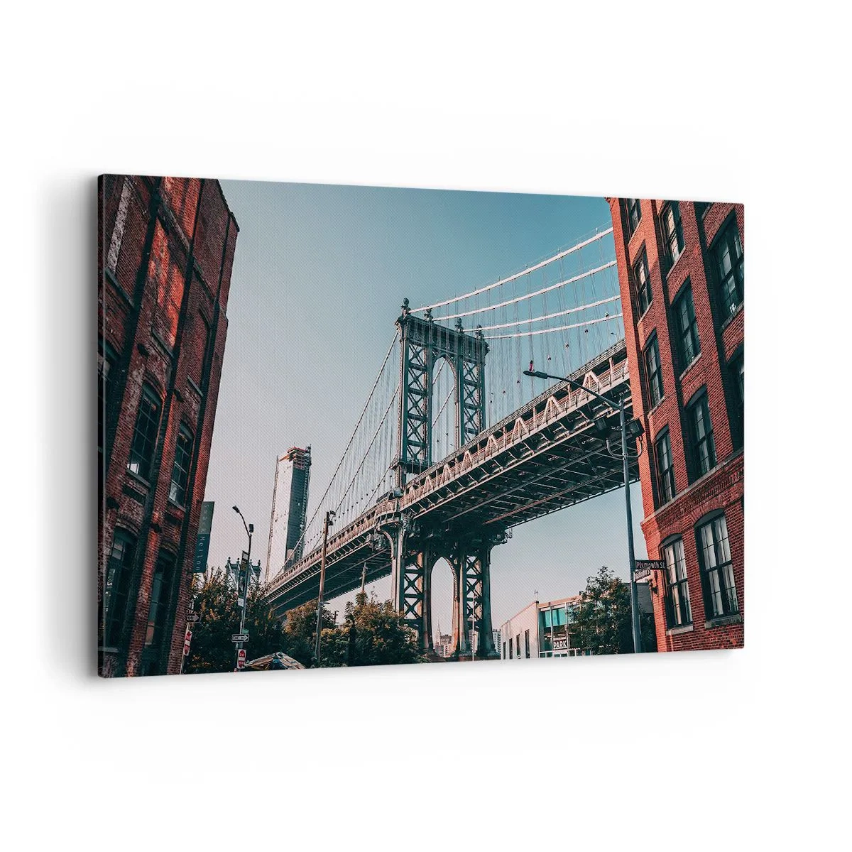 Cuadro sobre lienzo - Impresión de Imagen - Un puente entre edificios en un paisaje urbano - 100x70cm - Sobre el fluir de la ciudad - Decoración de pared moderna para salón y dormitorio ARTTOR