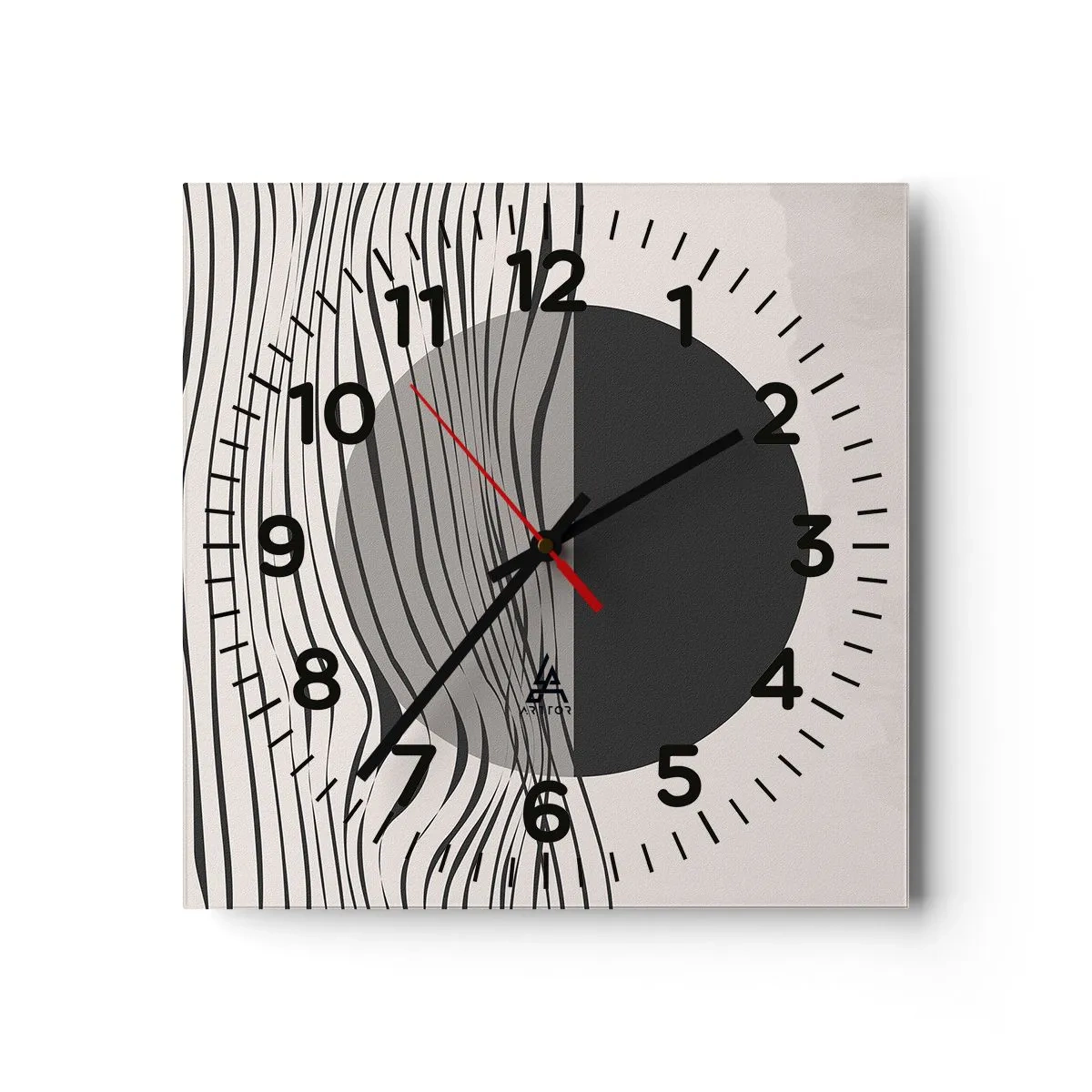 Reloj de pared - Reloj de vidrio - Media composición - 40x40 cm