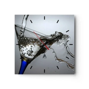 Reloj de pared - Reloj de vidrio - Agua cristalina en vaso de vidrio - 40x40 cm