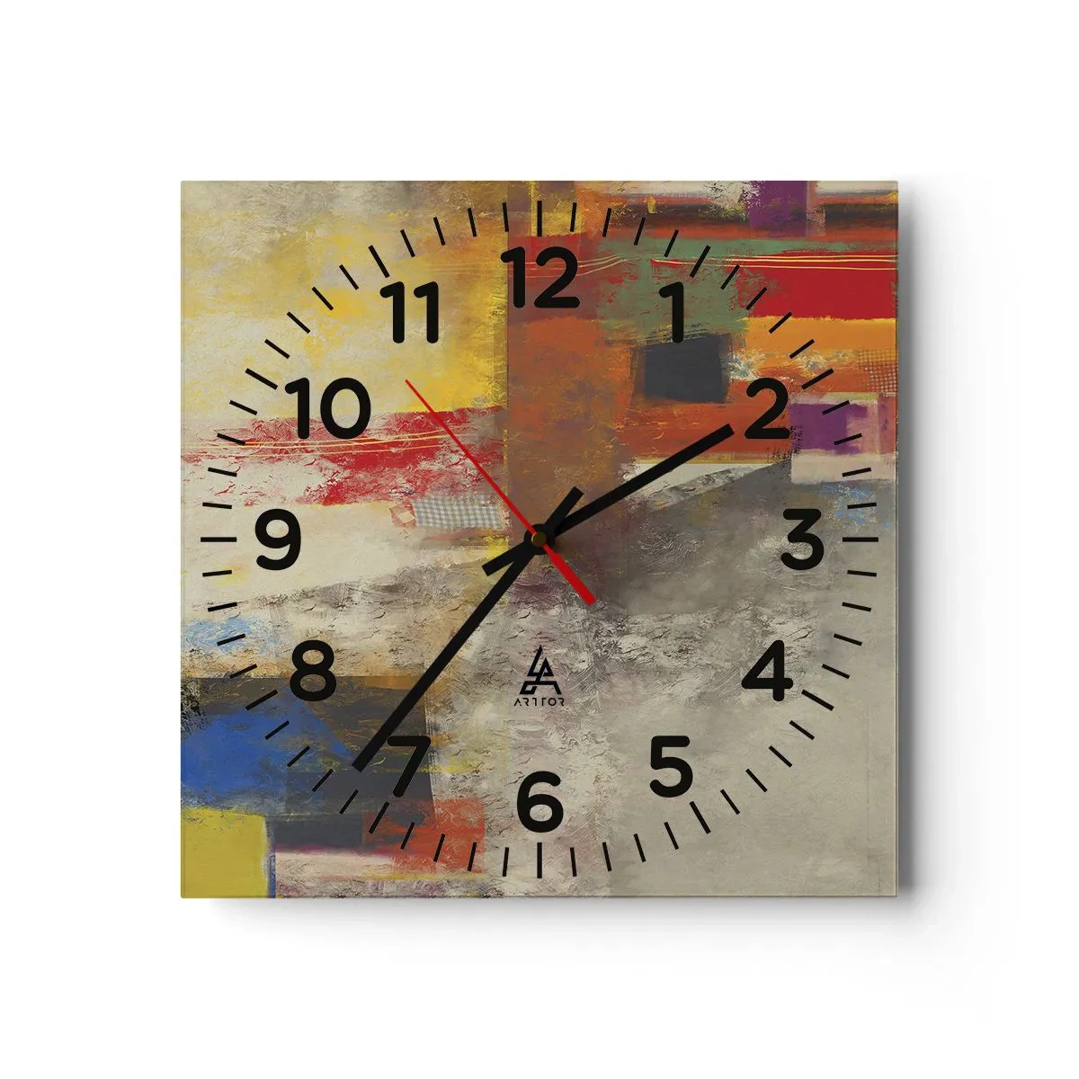 Reloj de pared - Reloj de vidrio - Geometría de color - 30x30 cm