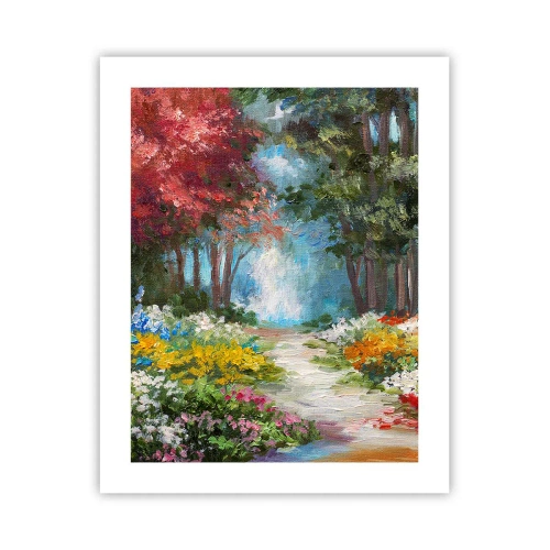 Póster - Jardín forestal, bosque floral - 40x50 cm