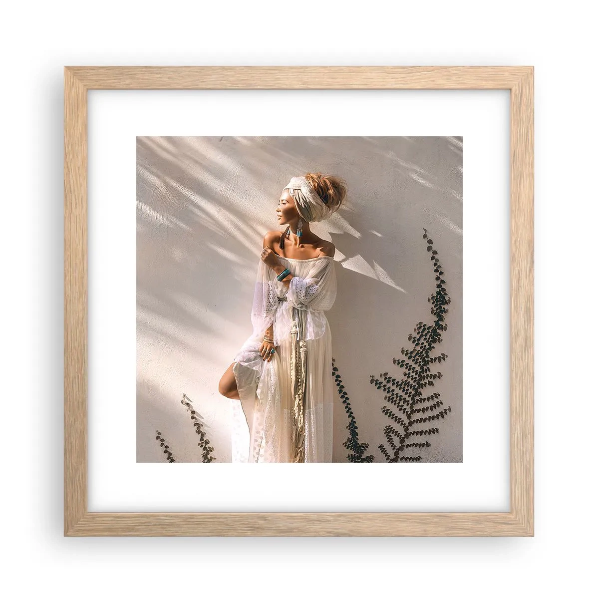 Póster en marco roble claro - El sol y la joven - 30x30 cm