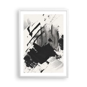 Póster en marco blanco - Abstracción: la expresión del negro - 50x70 cm