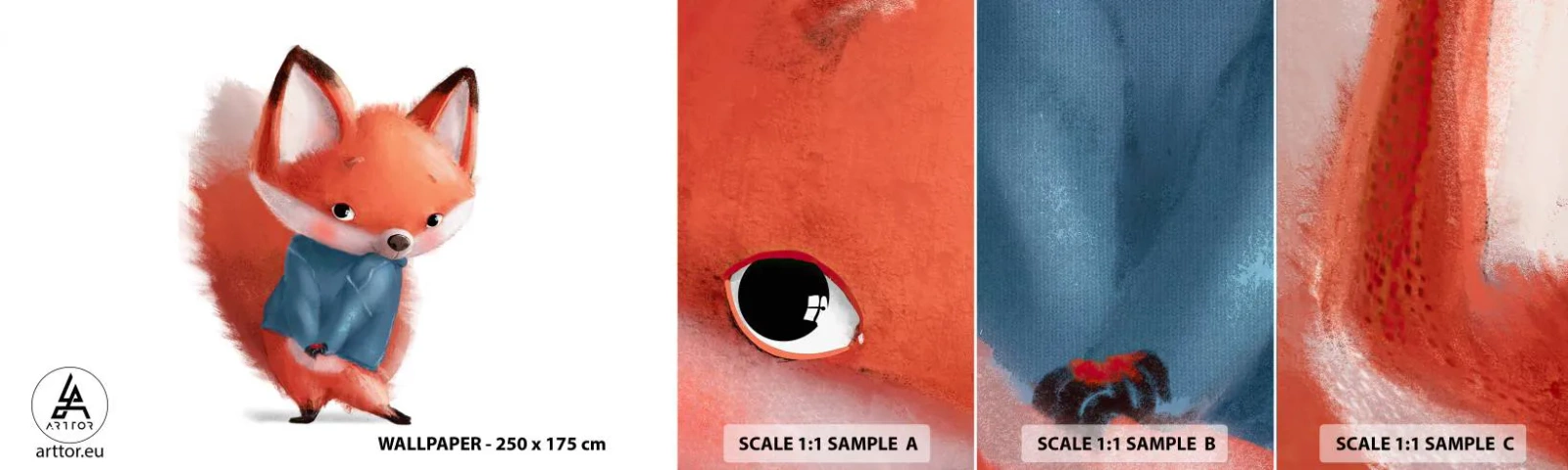 Muestra De Fotomural Standard Eco - ¿Me veo bien con esto? - Para niños, Zorro, Cuento de hadas - 100x30 cm