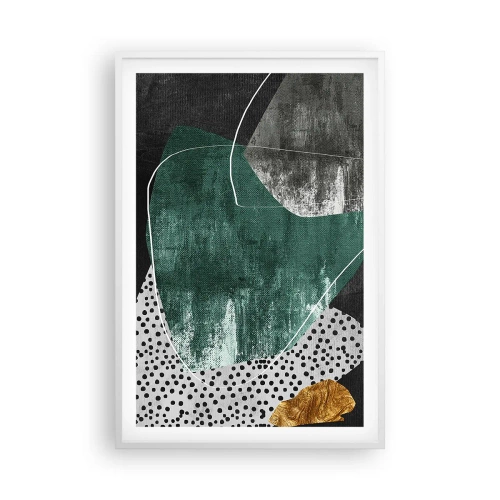 Póster en marco blanco - Abstracción colorista con un copo de oro - 61x91 cm