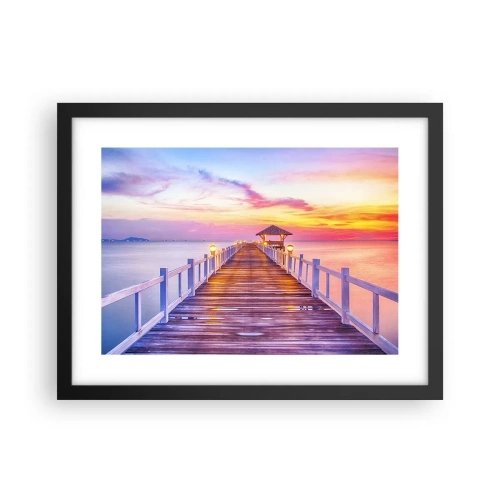 Póster en marco negro - El silencio lila-dorado de la tarde - 40x30 cm