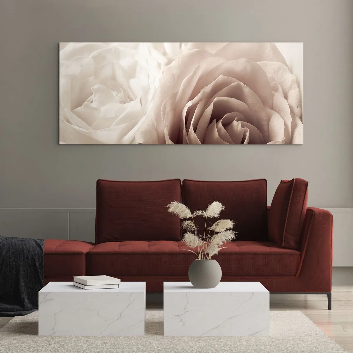 Cuadro sobre vidrio - Impresiones sobre Vidrio - En el corazón de una rosa - 100x40 cm