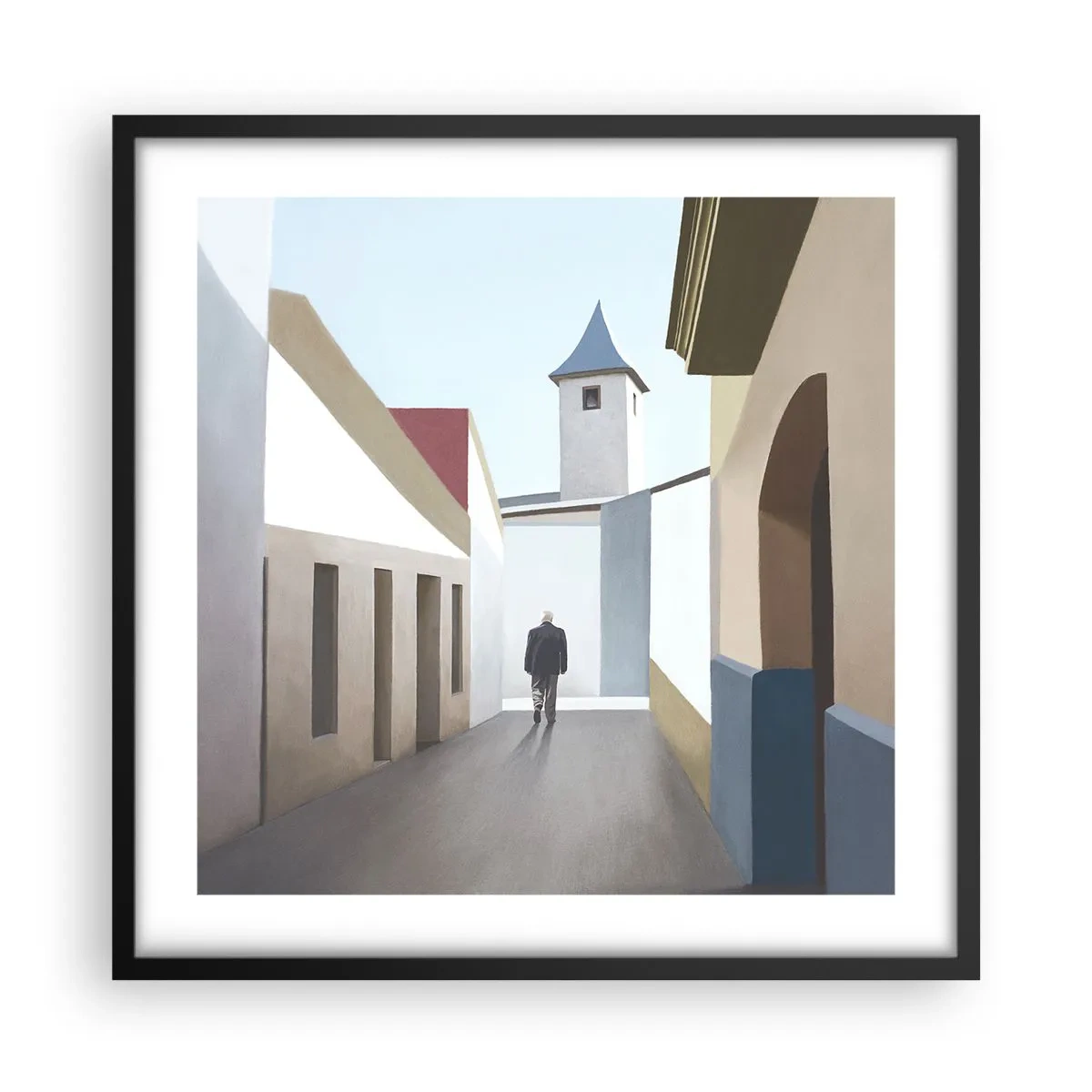 Póster en marco negro - Paseo soleado - 50x50 cm