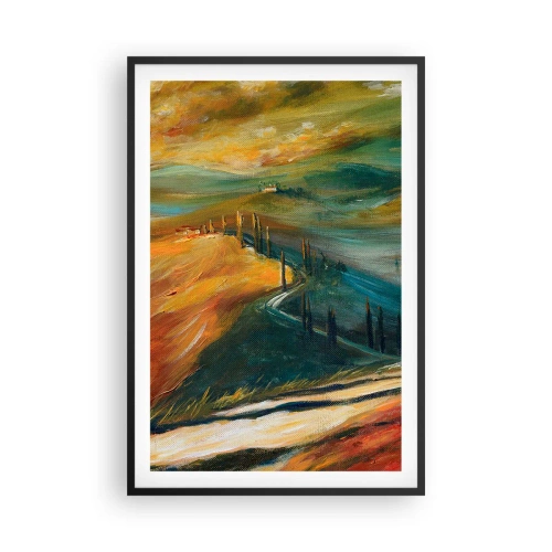Póster en marco negro - Paisaje toscano - 61x91 cm