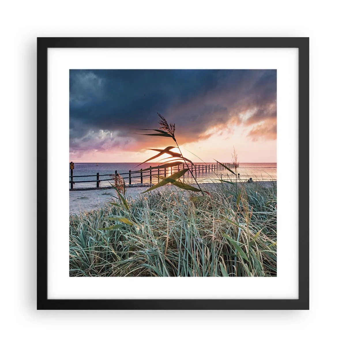 Póster en marco negro - Bailando con el viento - 40x40 cm