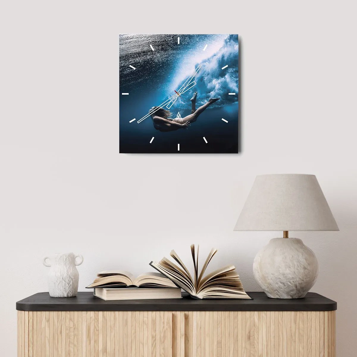 Reloj de pared - Reloj de vidrio - Una sirena contemporánea - 40x40 cm