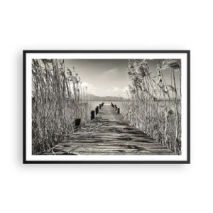 Póster en marco negro - En la quietud de los juncos - 91x61 cm